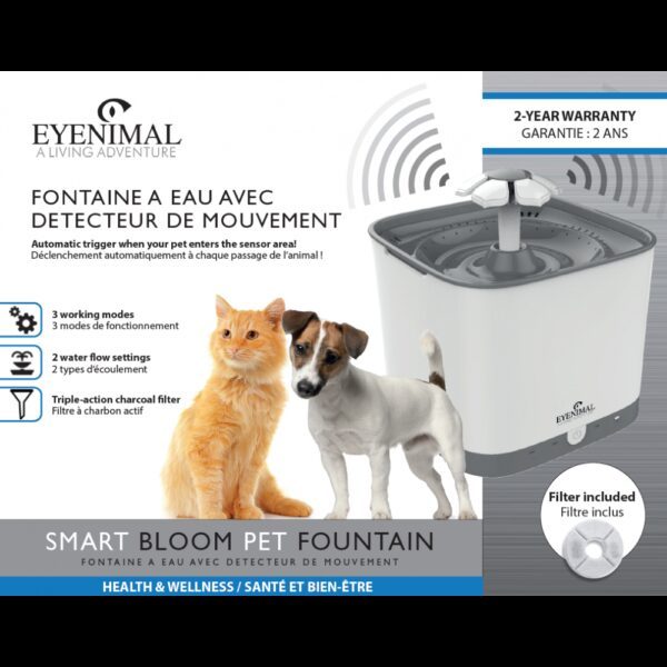 EYENIMAL Smart Bloom Pet Fountain - fontaine à eau pour animaux avec détecteur de mouvement